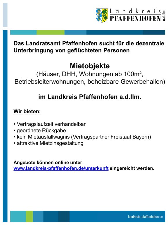 LRA sucht Mietobjekte zur Unterbringung von Flüchtlingen