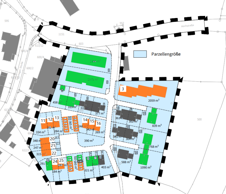 Parzellenplan Südhang Verkaufsphase 2 - Baulandmodell Parzellenplan Südhang Verkaufsphase 2 - Baulandmodell
